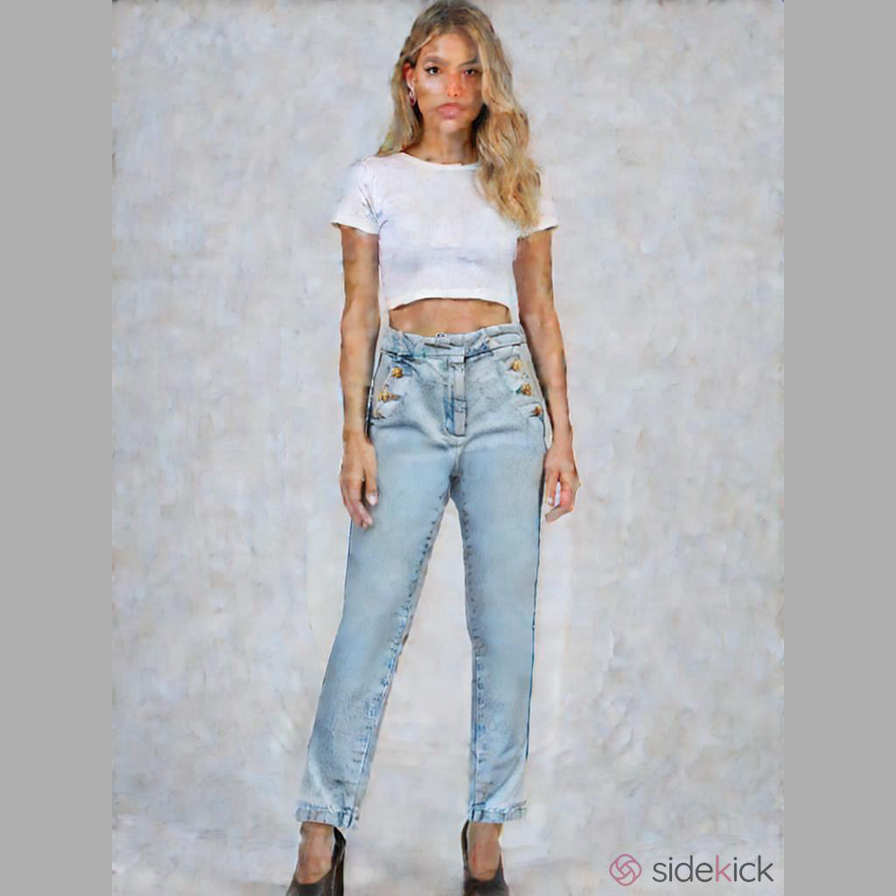 Zara Straight Leg Jeans Gold Button